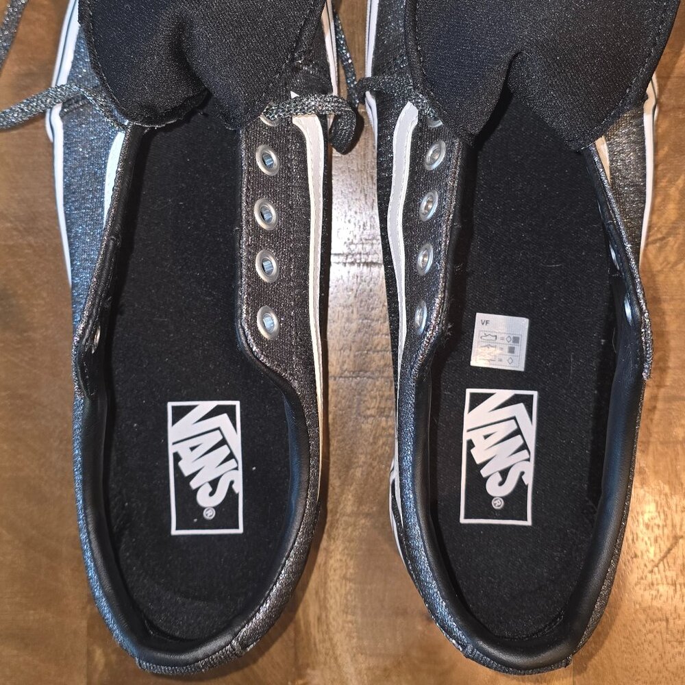 VANS Silver Lurex Glitter Old Skool Skate Shoe - Picture 2 of 16